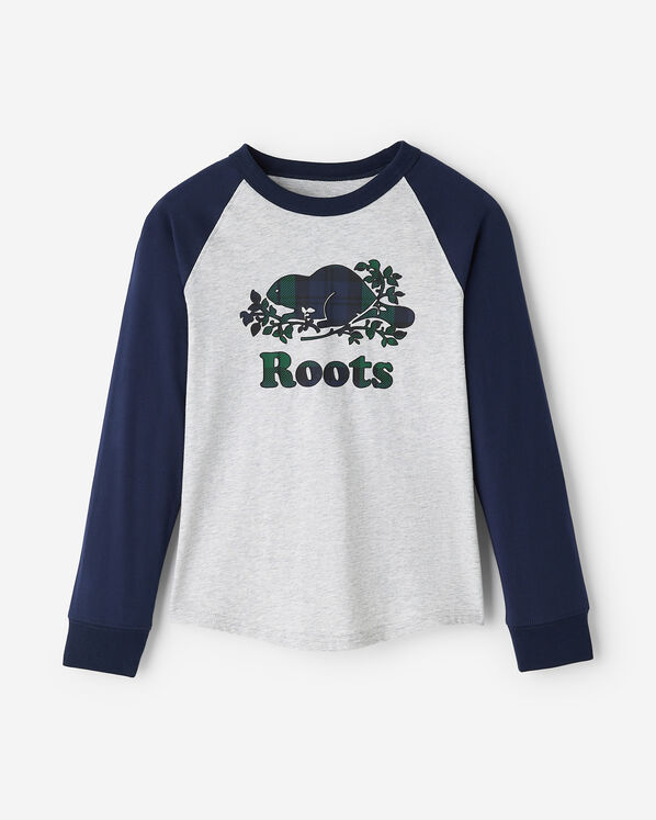 Kids Plaid Baseball T-Shirt - Navy Blazer
