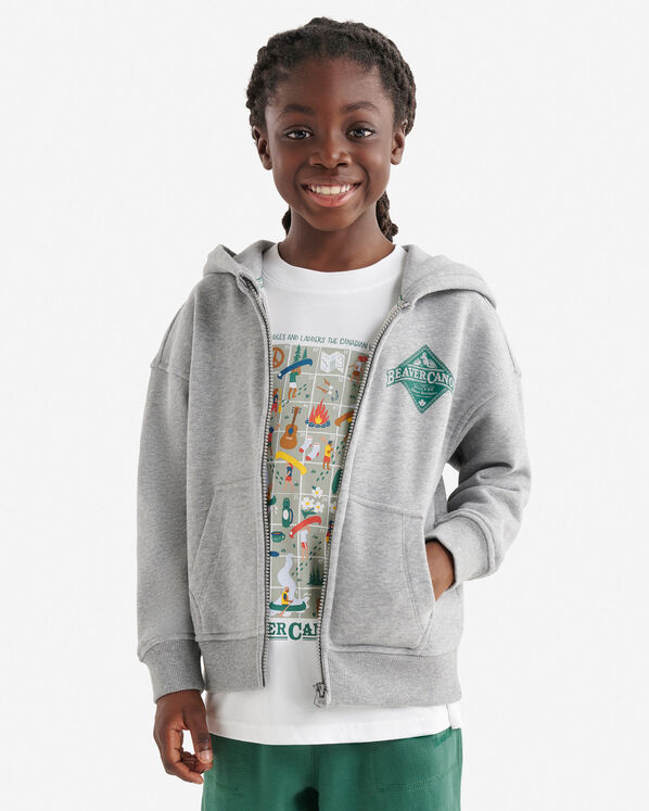 Kids Beaver Canoe Relaxed Full Zip Hoodie - Medium Grey Mix