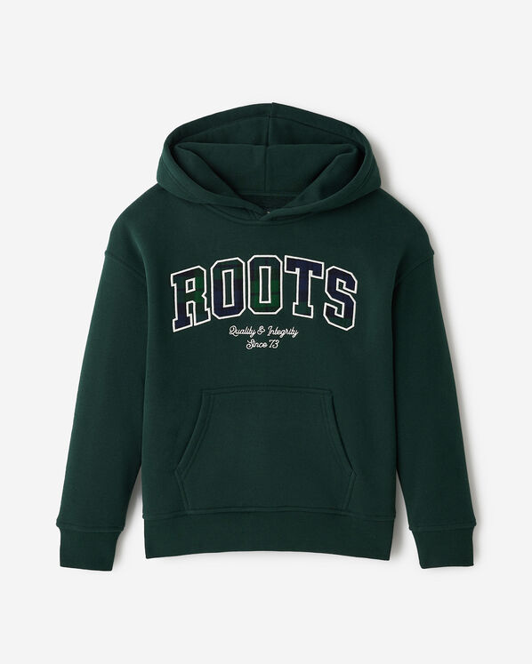 Kids Plaid Applique Hoodie - Varsity Green