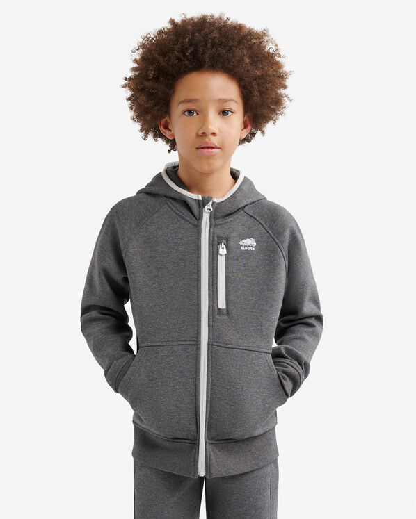 Kids Recover Interlock Full Zip Hoodie - Midnight Grey Mix