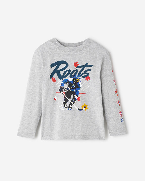 Toddler Hockey Long Sleeve T-Shirt - Heather Grey