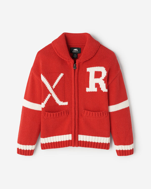 Toddler Hockey Shawl Cardigan - Cardinal Red