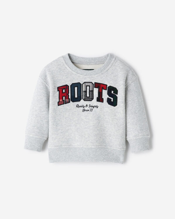 Baby Plaid Applique Crew Sweatshirt - Athletic Grey Mix