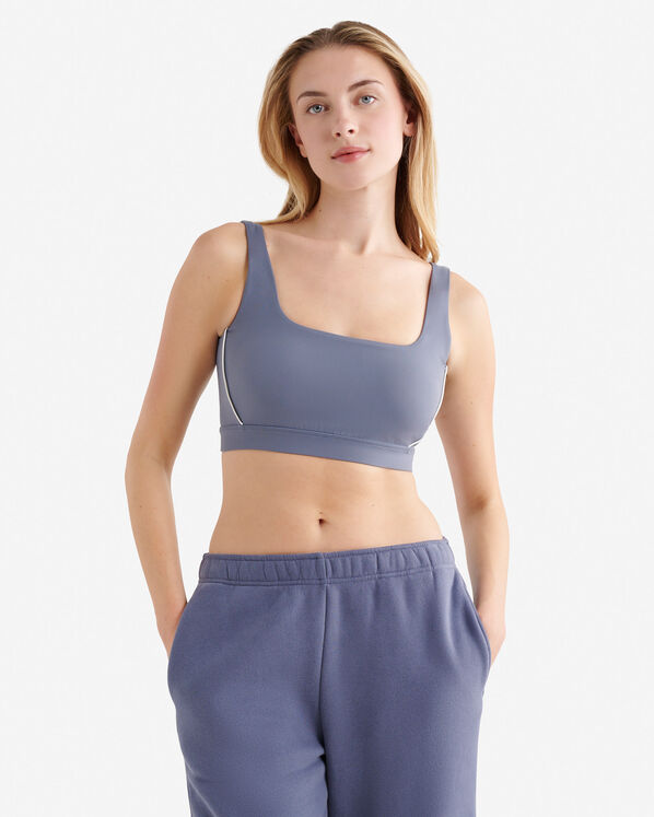 Restore Stretch Piped Sports Bra - Tidal Blue