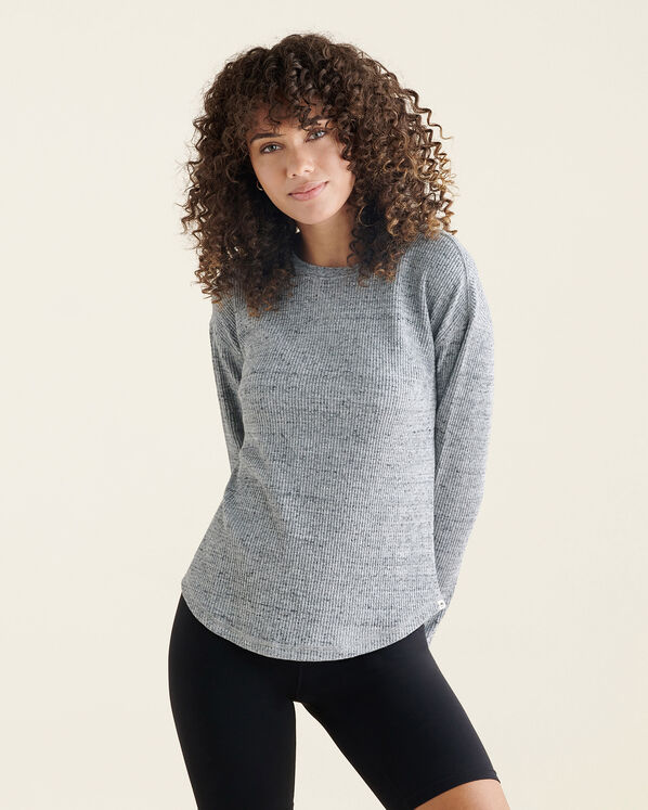 Waffle Long Sleeve Top - Salt & Pepper