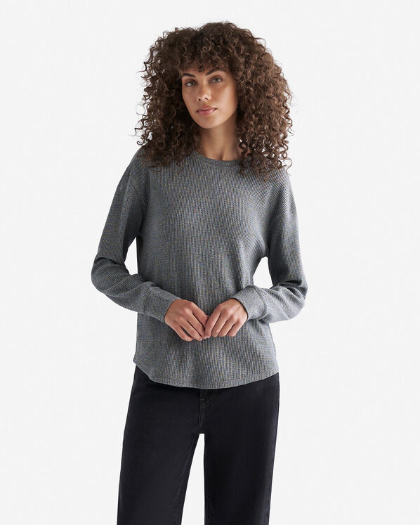 Waffle Long Sleeve Top - Salt & Pepper
