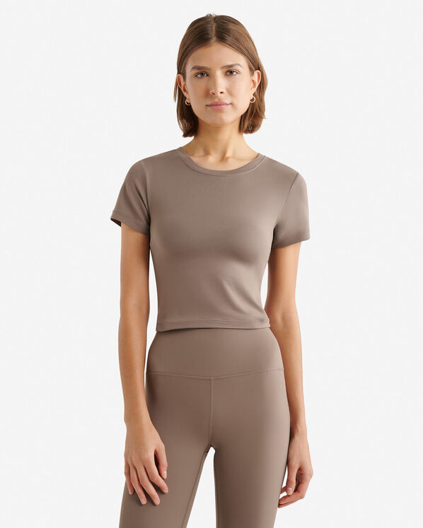 Renew Knit Crop T-Shirt - Falcon Brown