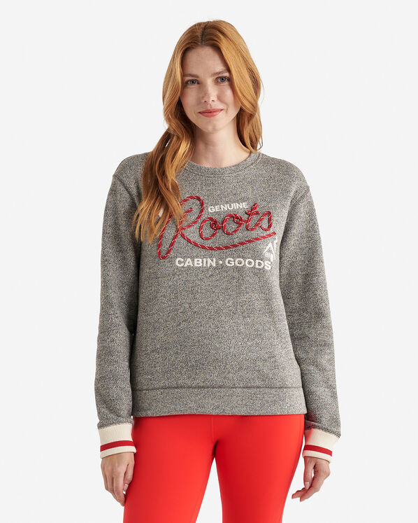 Chandail à col rond en molleton Cabane - Gris-Avoine Poivré Chandail à col rond en molleton Cabane - Gris-Avoine Poivré