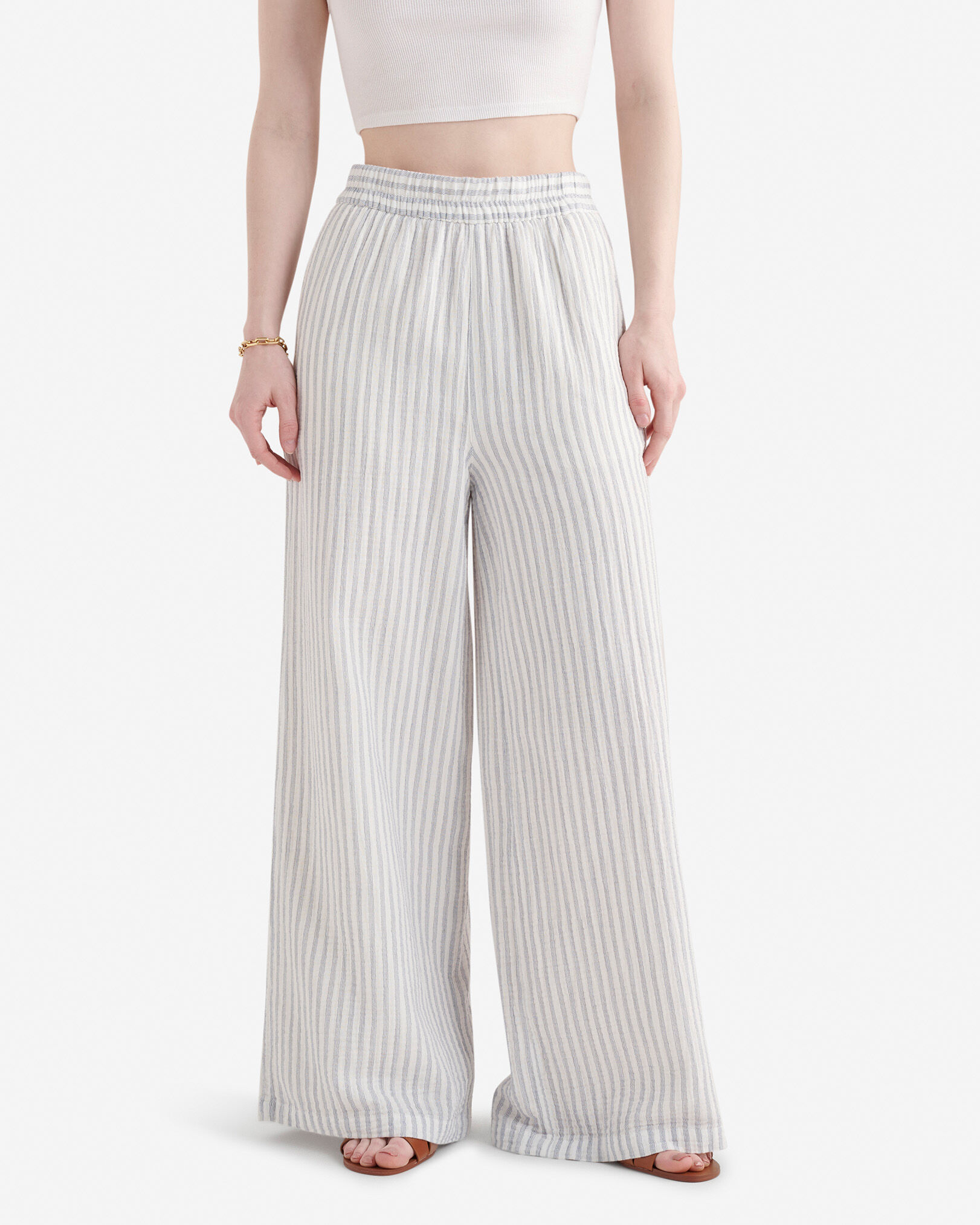 Wide Leg Cotton Pants | Roots