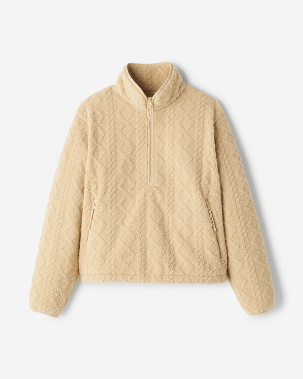 Cable Shearling Fleece Half Zip - French Cream
