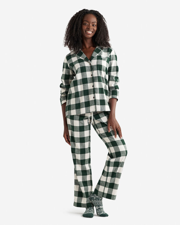 Womens Plaid Pajama Set - Varsity Green
