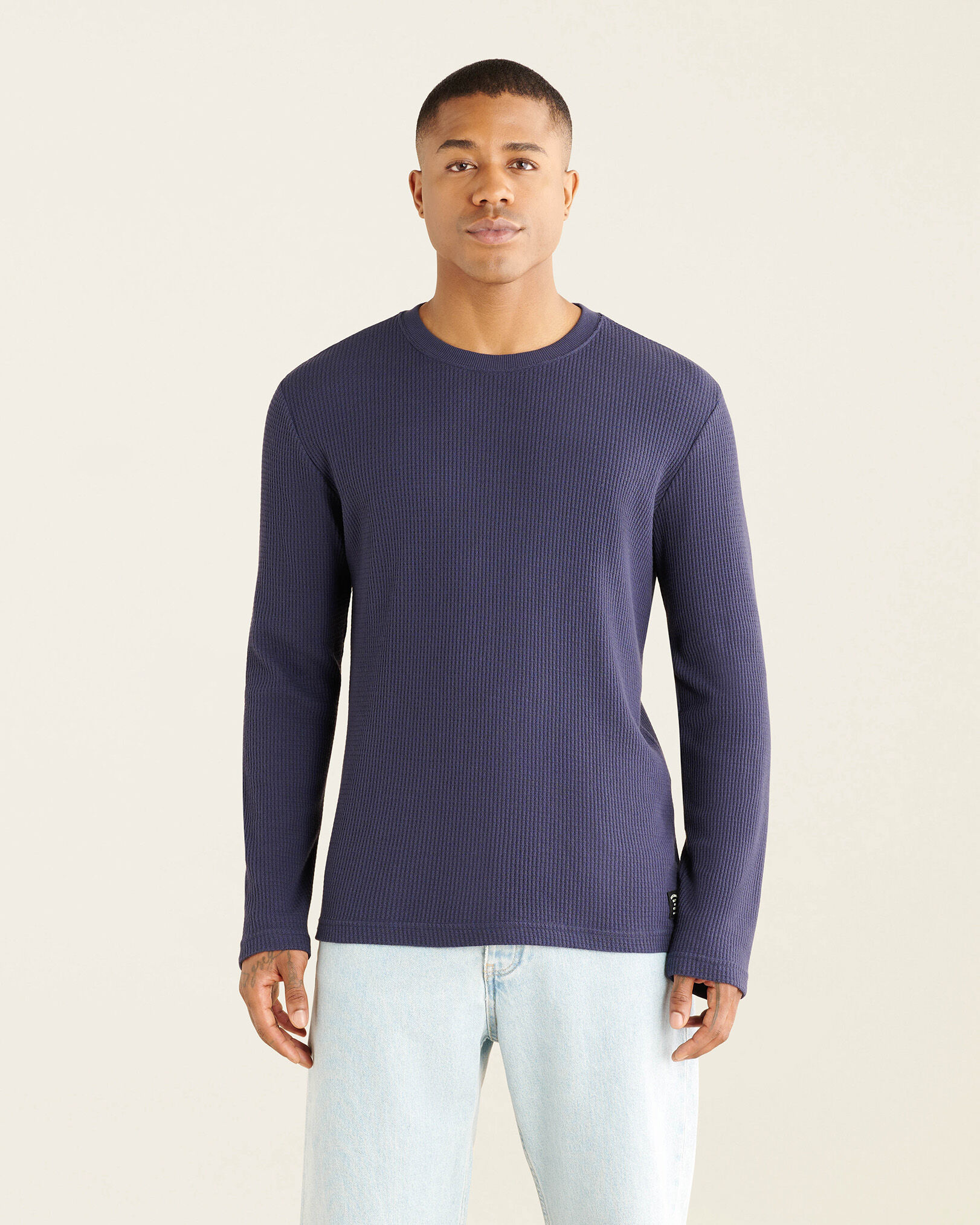 Crew neck outlet waffle shirt