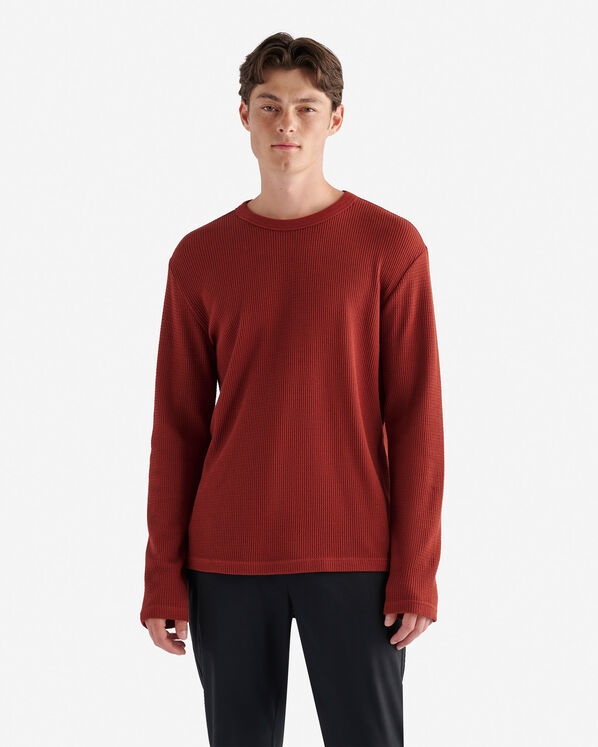Waffle Long Sleeve Crew - Rosewood Red