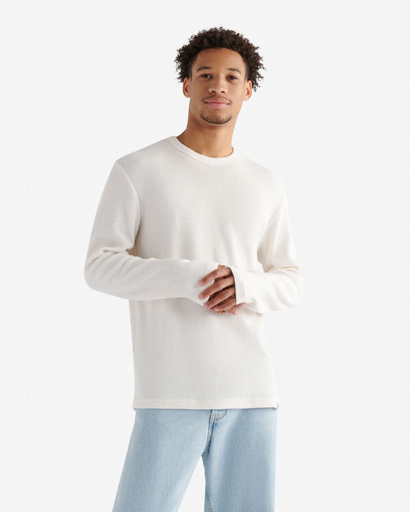 Waffle Long Sleeve Crew - Egret