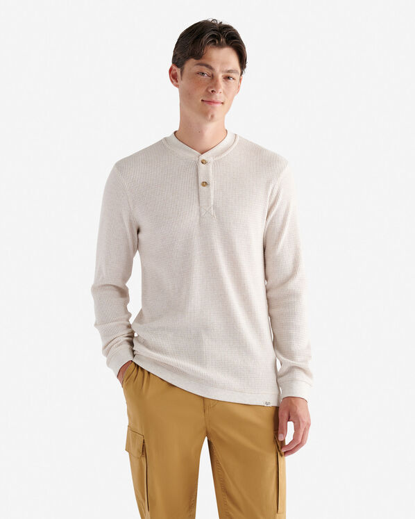 Waffle Long Sleeve Henley - Oatmeal Mix