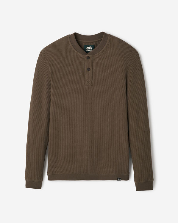 Waffle Long Sleeve Henley - Fatigue