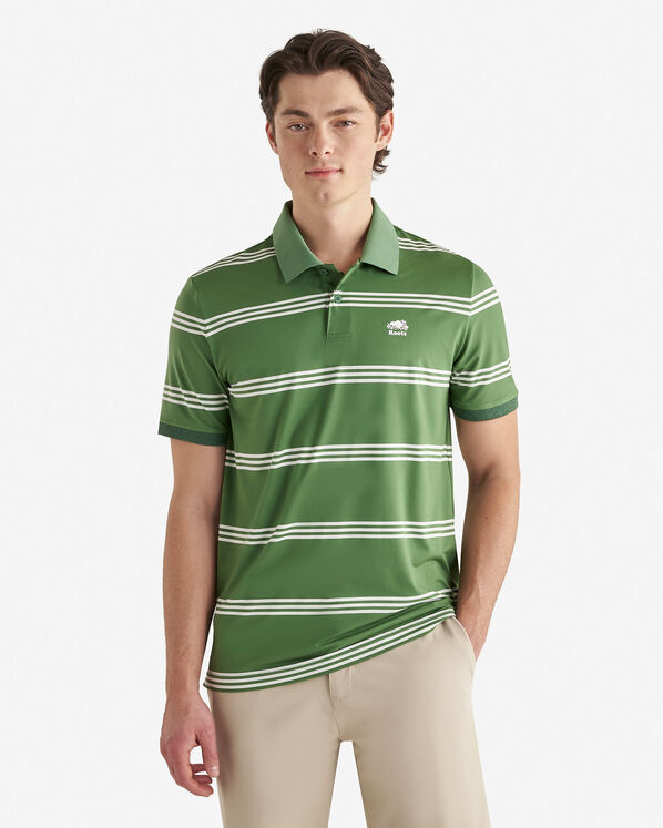 Renew Knit Striped Polo - Myrtle Green Stripe