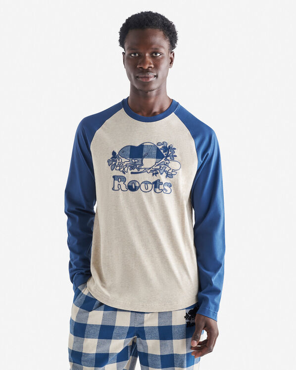 Mens Cooper Plaid Raglan Long Sleeve T-Shirt - Flaxseed Mix