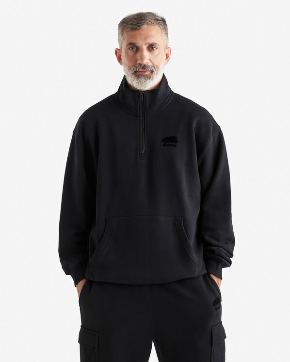 Organic Cooper Relaxed Kanga Half Zip Stein - Black/Black