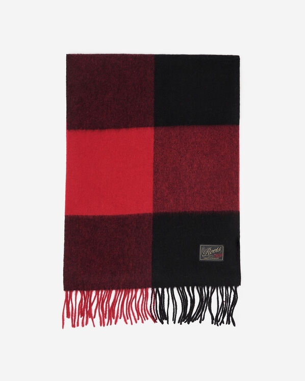 Plaid Wool Scarf - Cabin Red Mix