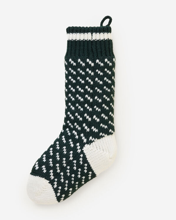 Falling Snow Stocking - Varsity Green