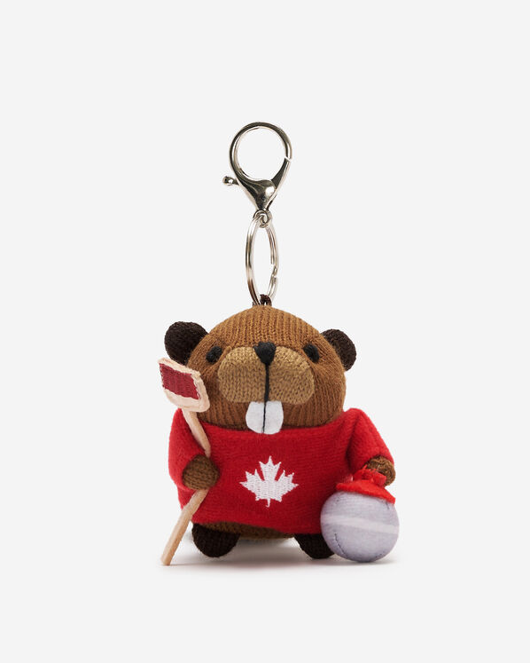 Porte-clés Castor joueur de curling Porte-clés Castor joueur de curling