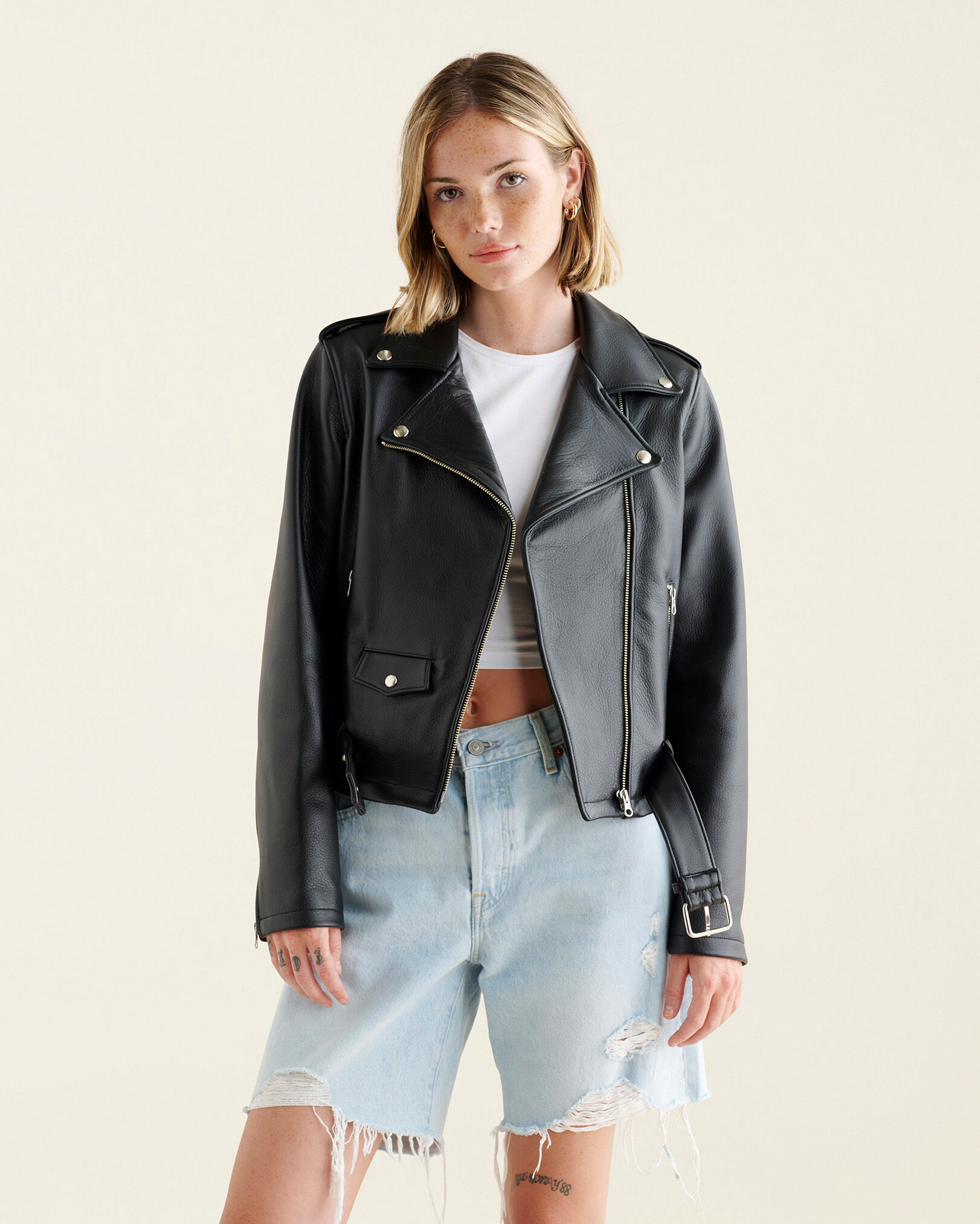 Roots leather jacket womens hotsell