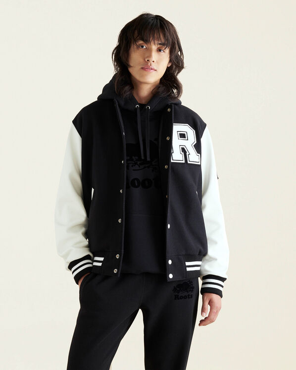 Mens Vintage Varsity Jacket - Black & White