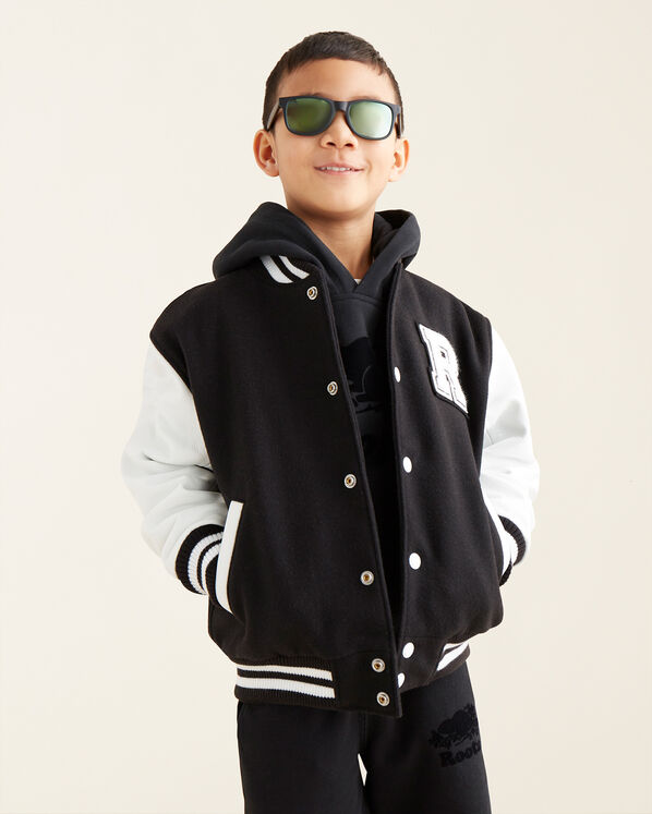 Kids Vintage Varsity Jacket 2.0 - Black & White