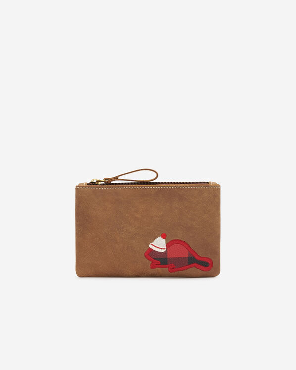 Pochette à glissière cabane Castor en cuir Tribe - Nature Pochette à glissière cabane Castor en cuir Tribe - Nature