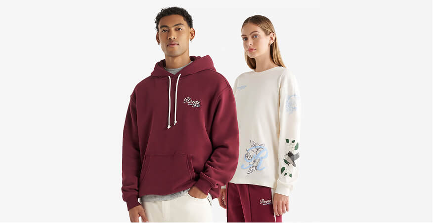 Models wearing Roots apparel
