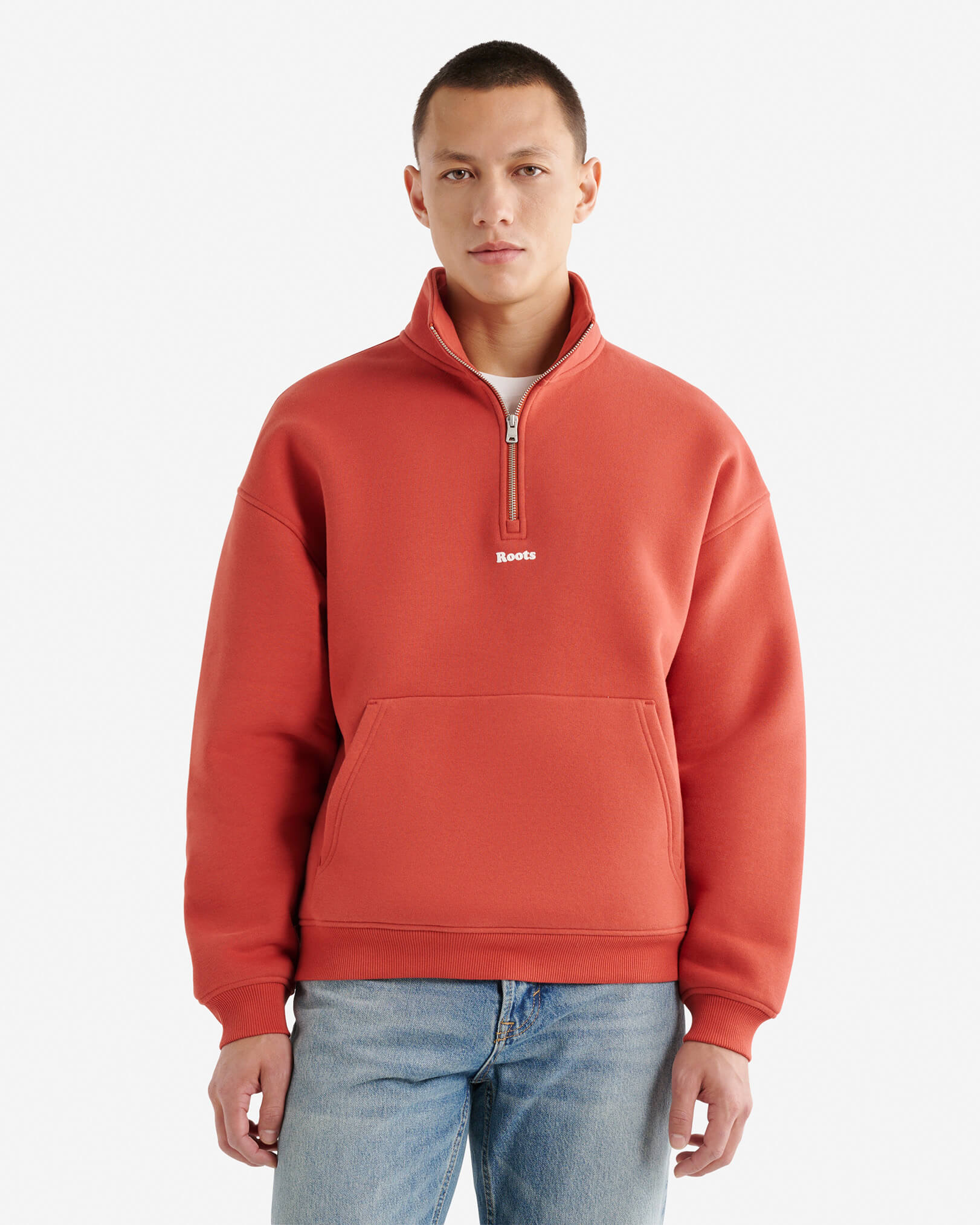 Cloud Quarter Zip in Canyon Red