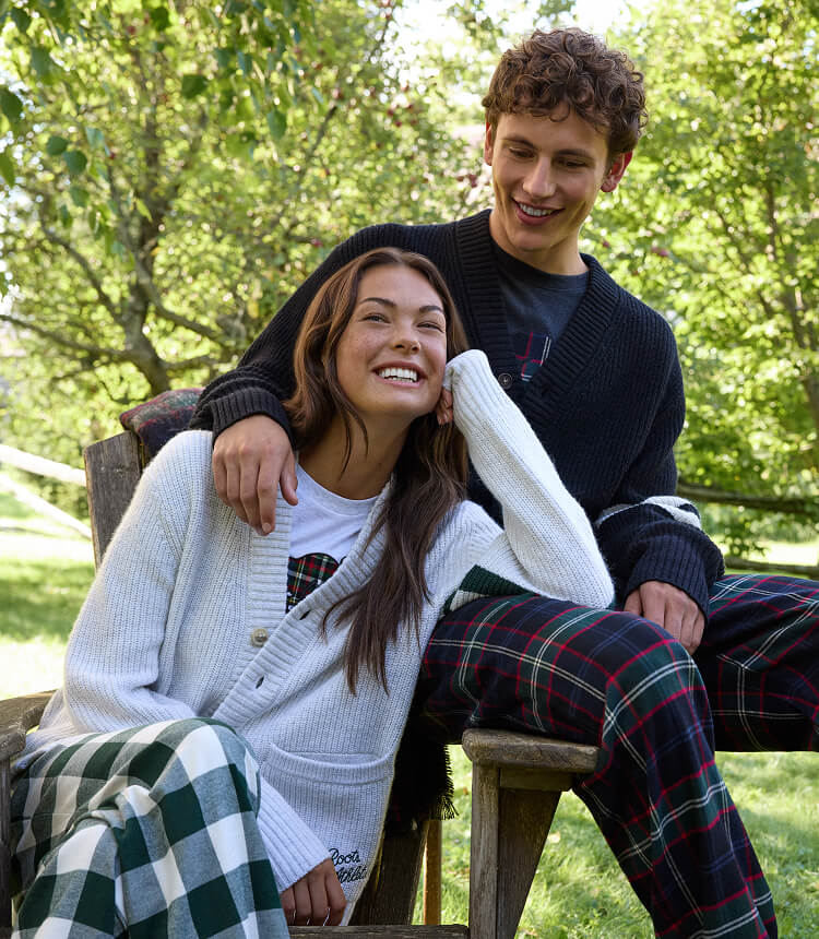 Models wearing Roots gender free fall styles.