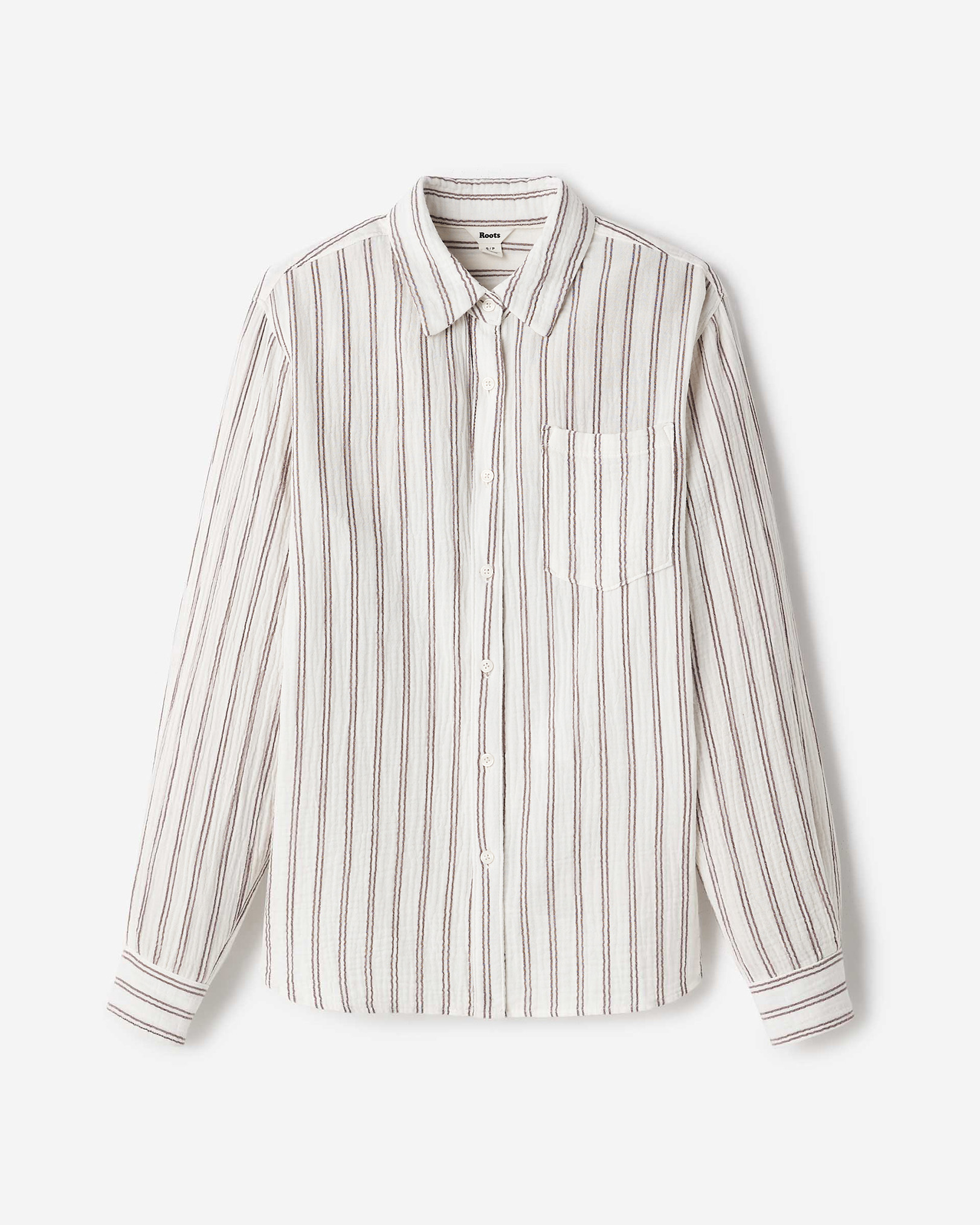 Isla Cotton Gauze Shirt in Egret Stripe