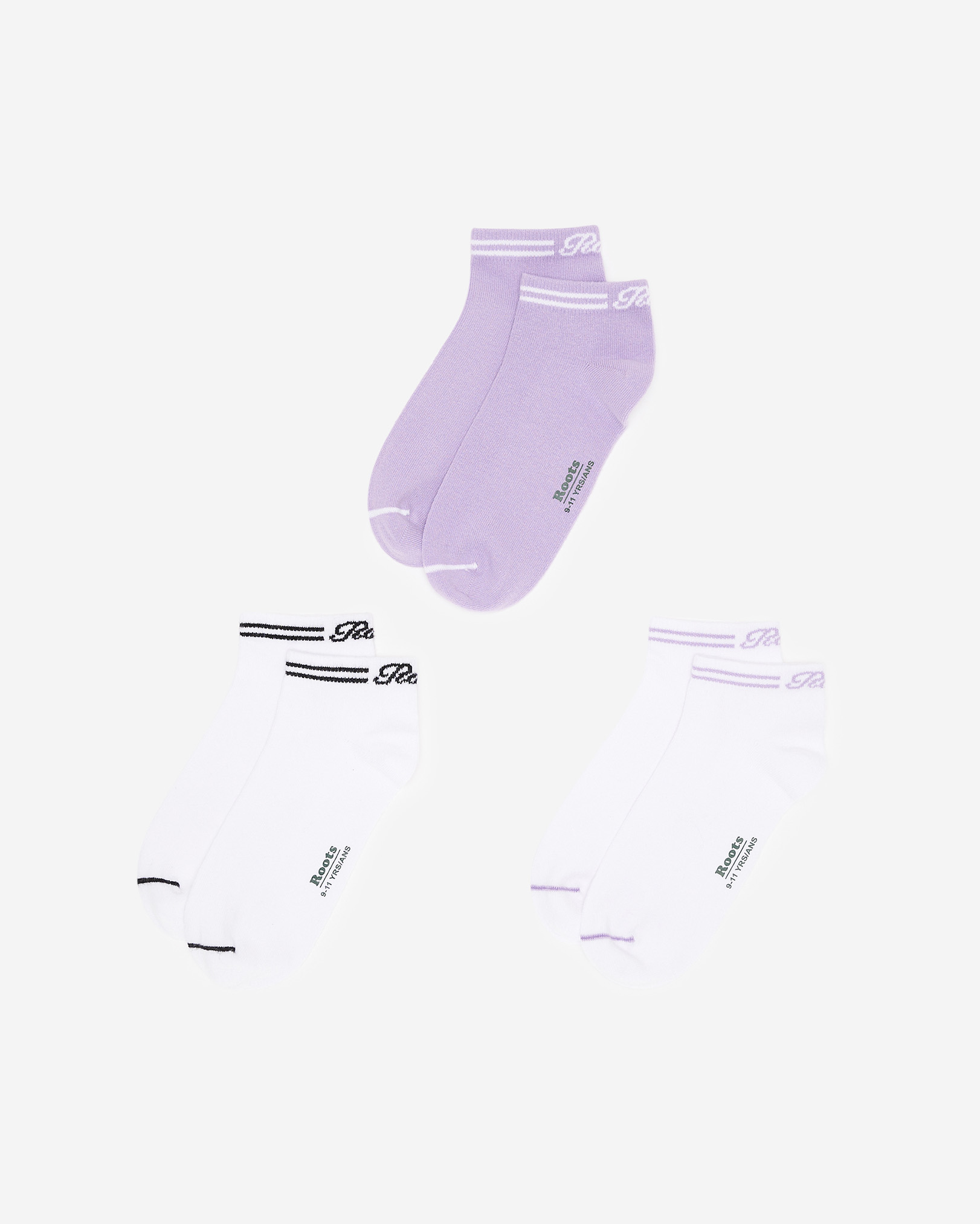 Roots Kids Pop Sock 3 Pack in Lavender Purple