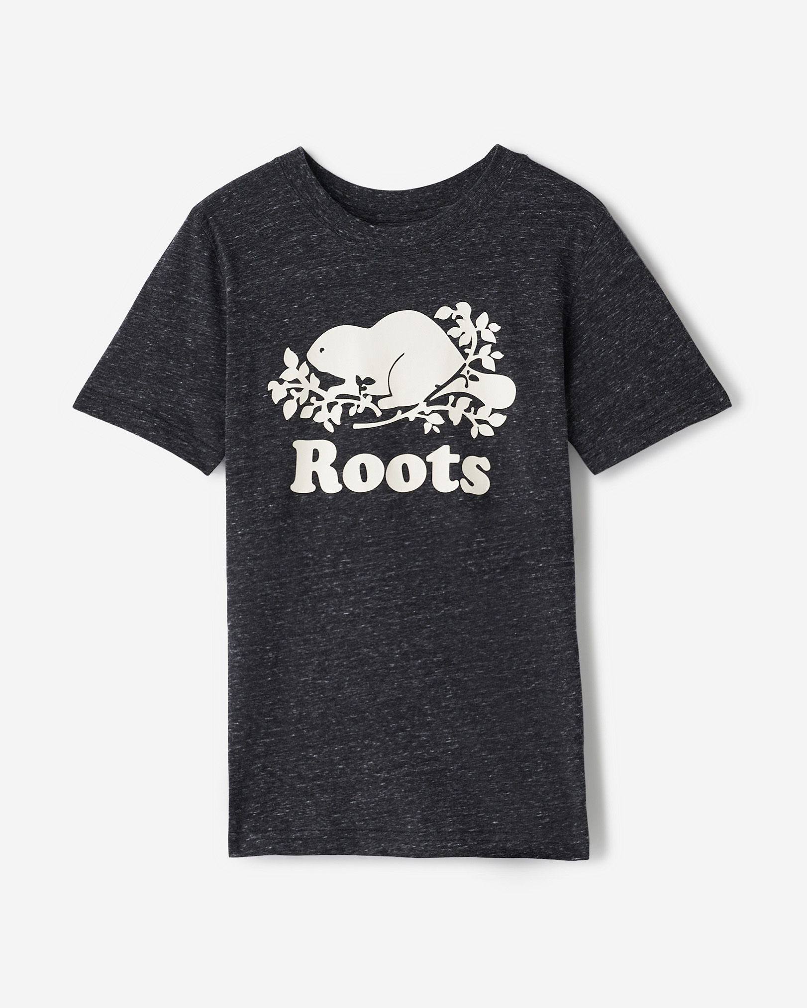 Roots Kids Organic Original Cooper Beaver T-Shirt in Black Pepper