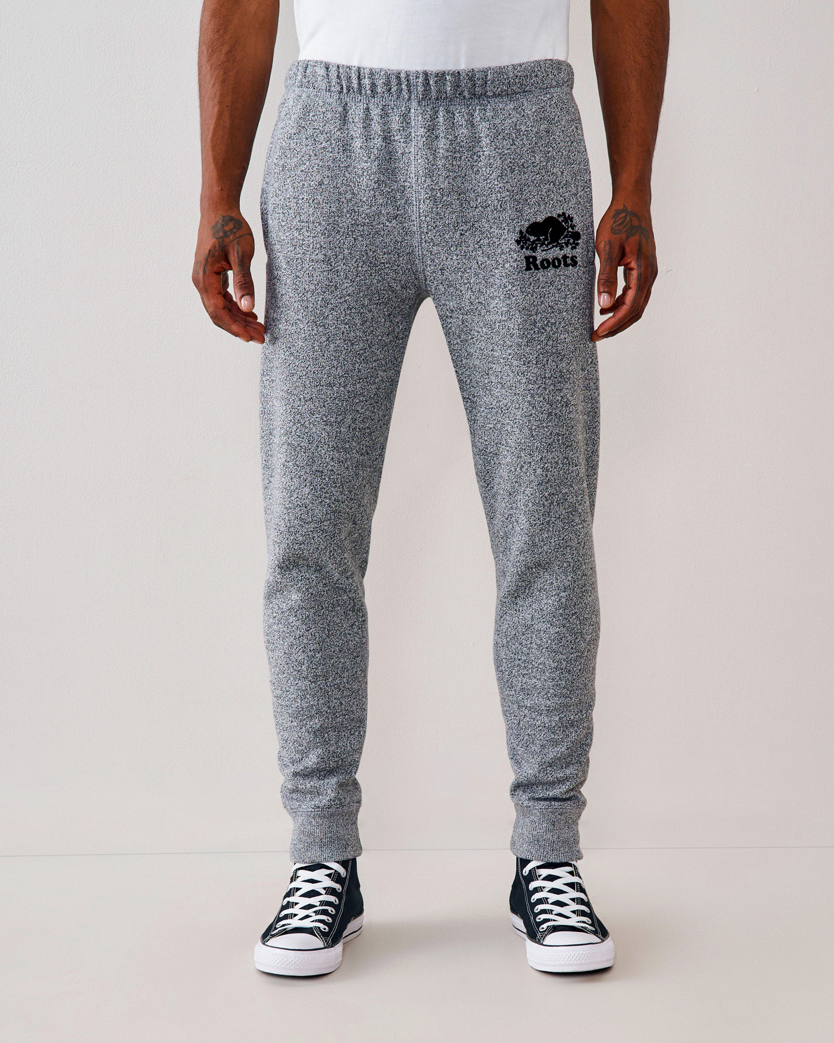 Roots Park Slim Sweatpant Short (27 Inch Inseam) in Salt/Pepper