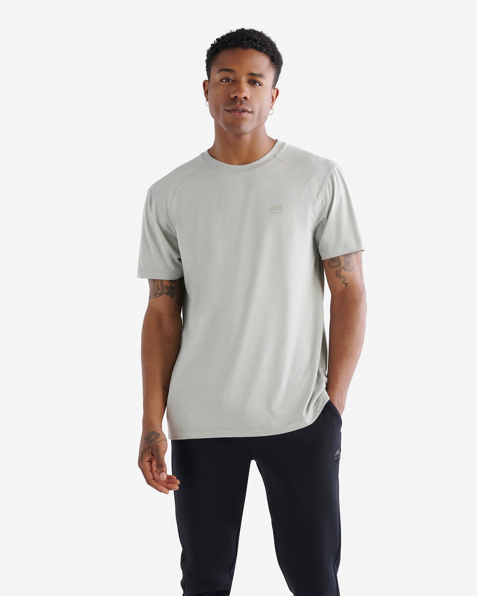 Roots Renew Short Sleeve T-Shirt in Grey Pepper