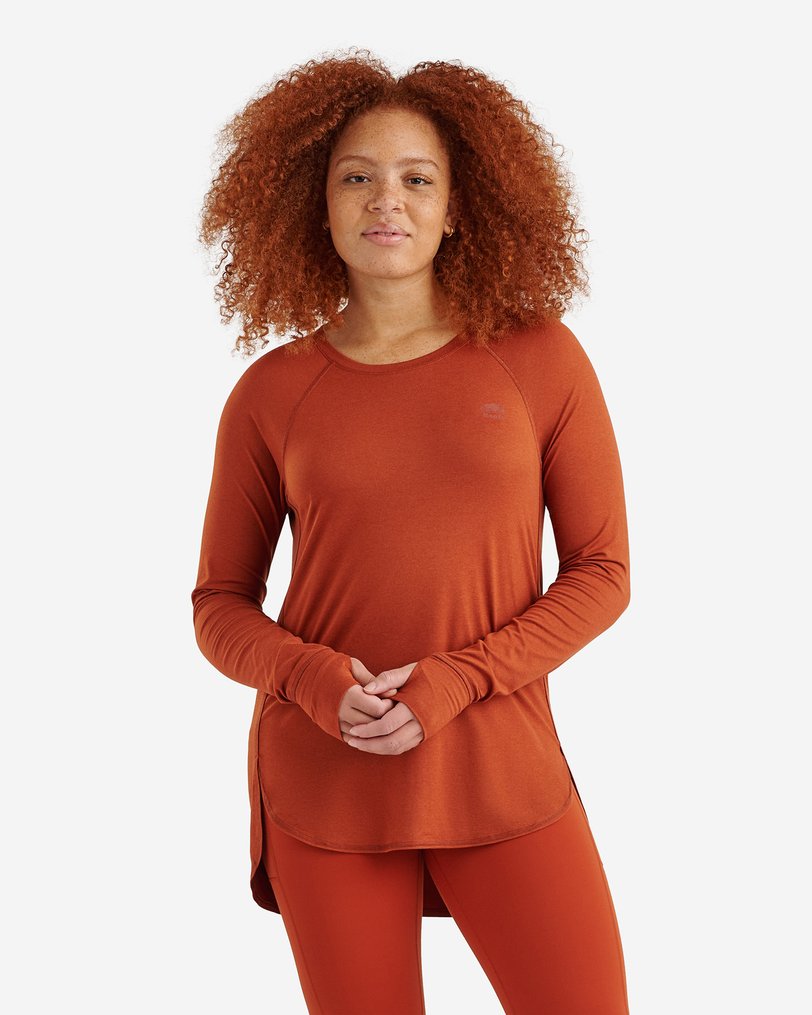 Roots Renew Long Sleeve Top in Paprika Orange Mix