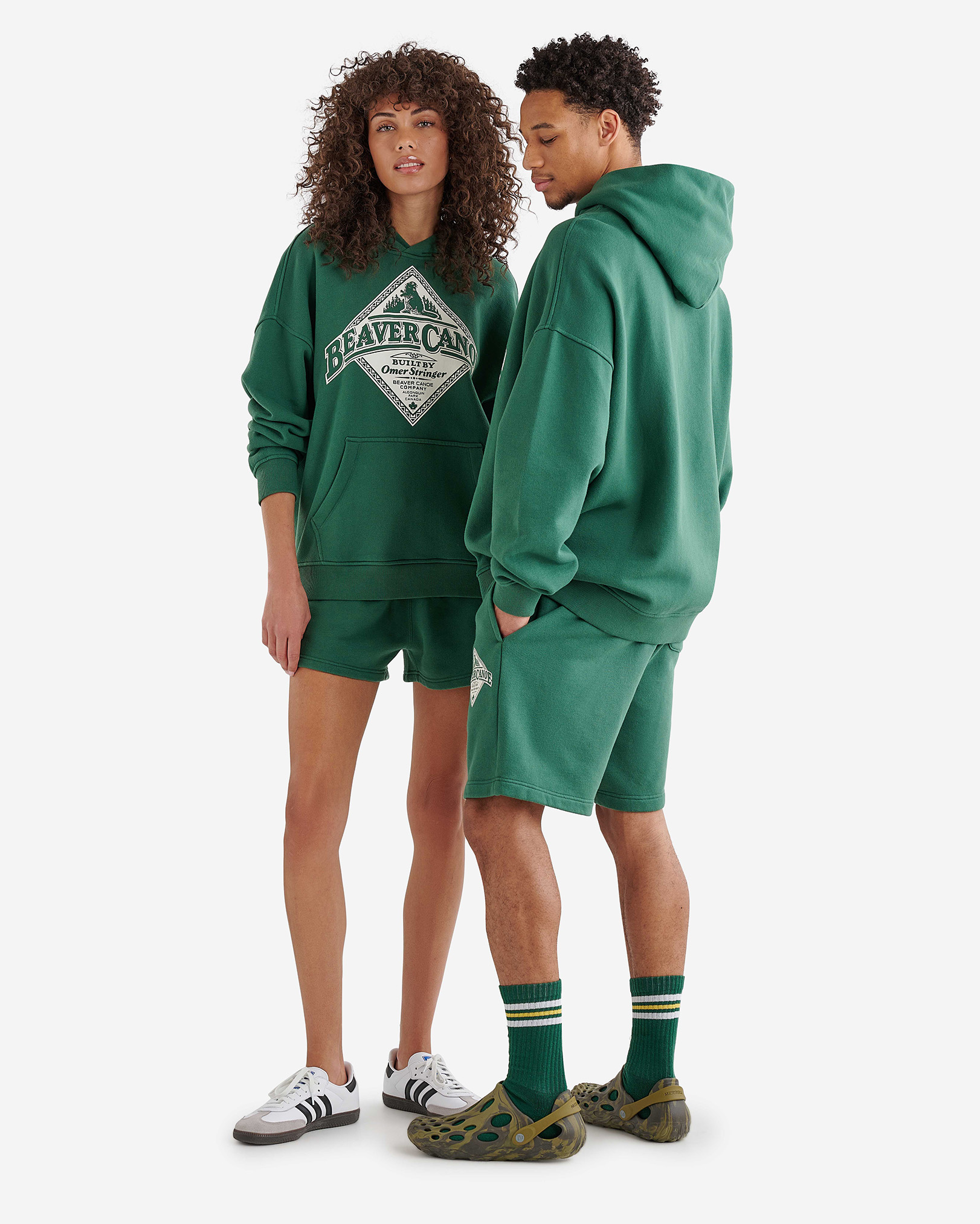 Roots Beaver Canoe Relaxed Hoodie in Forest Green