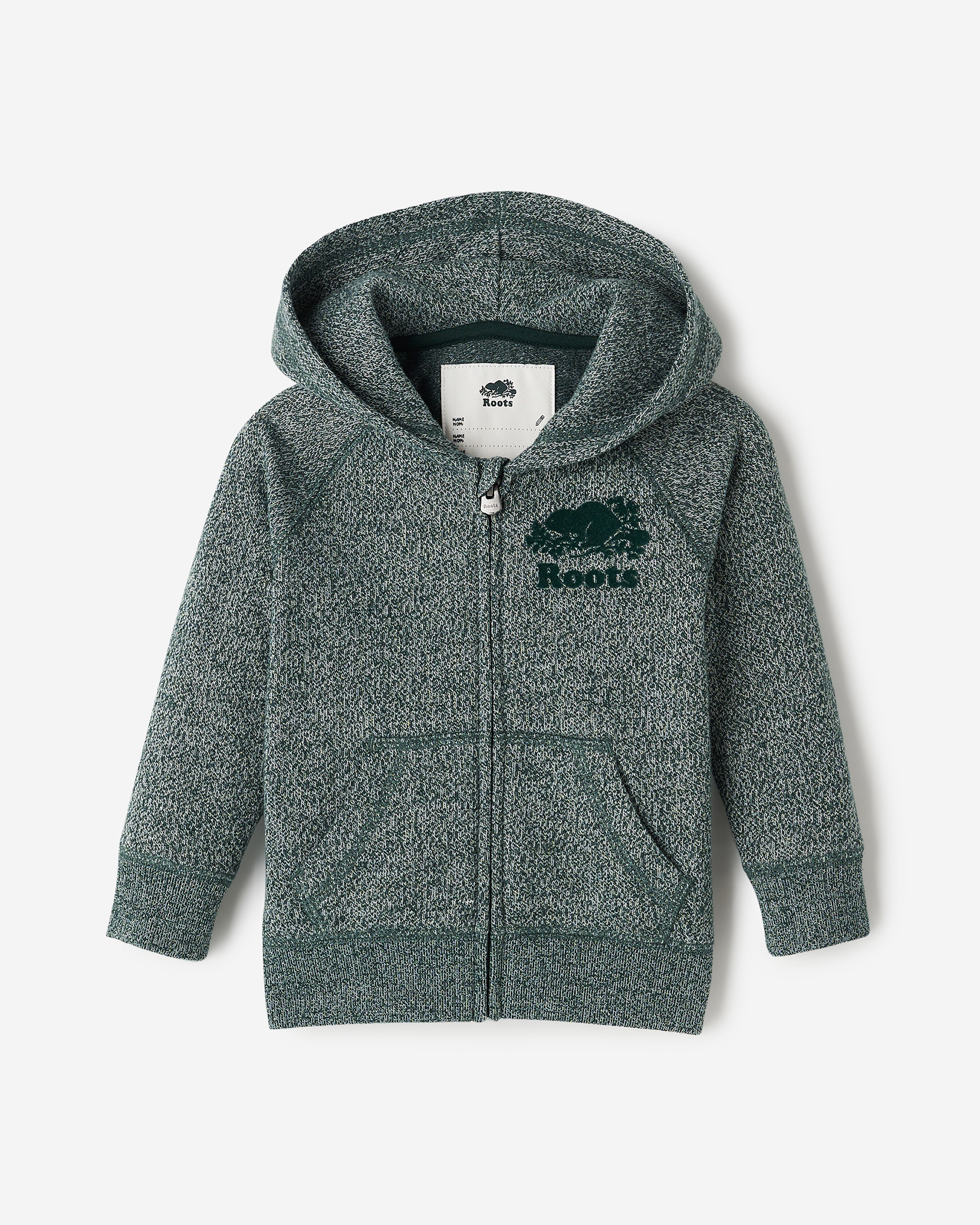 Roots Baby Organic Original Terry Full Zip Hoodie in Varsity Green Pepper