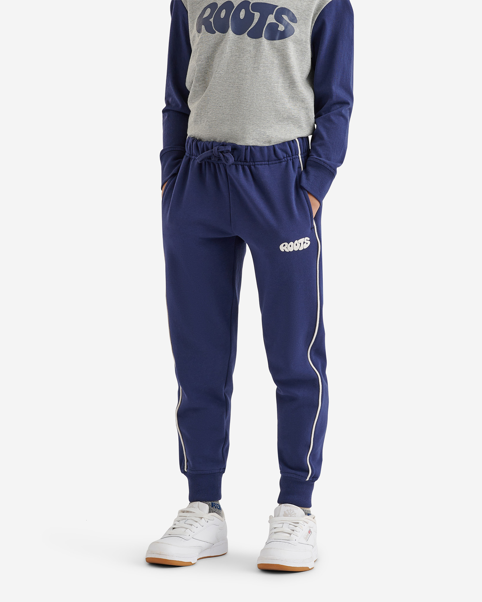 Roots Kids Active Track Jogger Pants in Naval Blue
