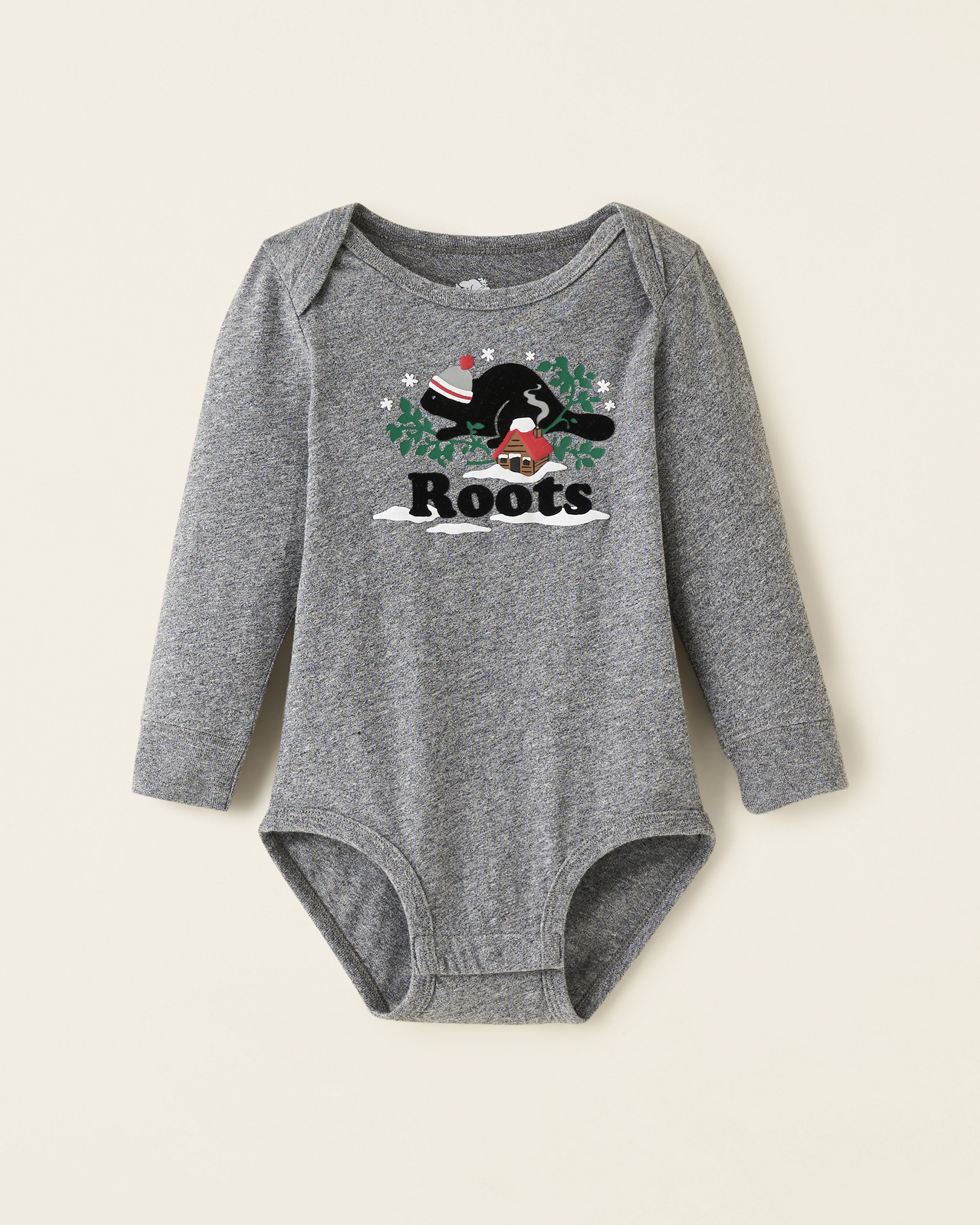 Roots Baby Winter Cooper Bodysuit in Salt/Pepper