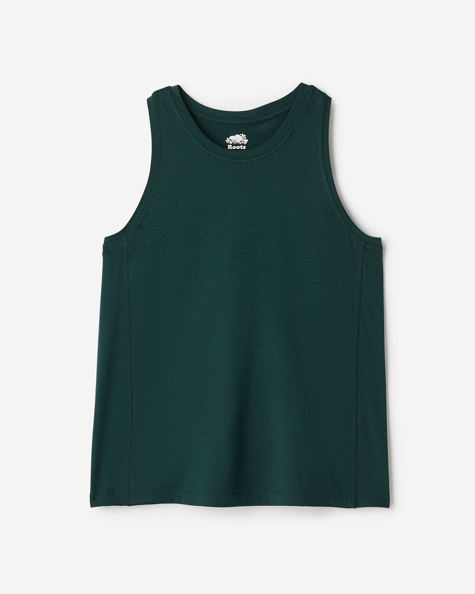Roots Renew Knit Racer Tank Top in Varsity Green Mix
