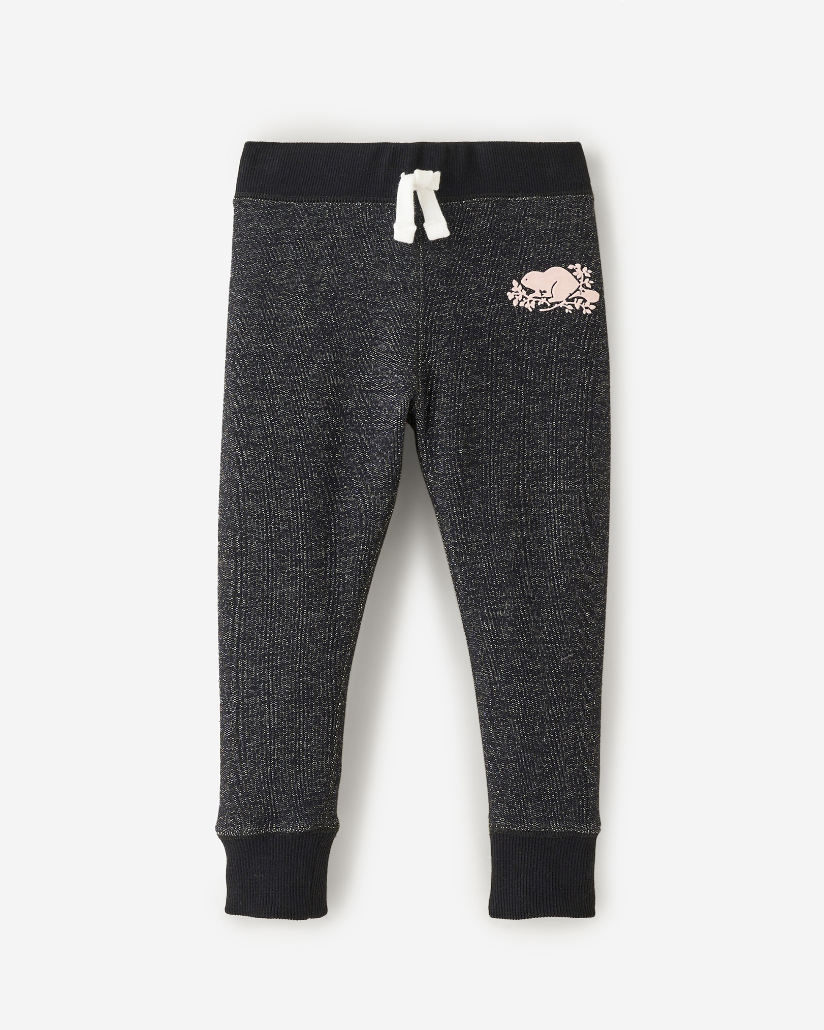 Roots Toddler Girl's Cozy Fleece Sweatpant in Black Pepper