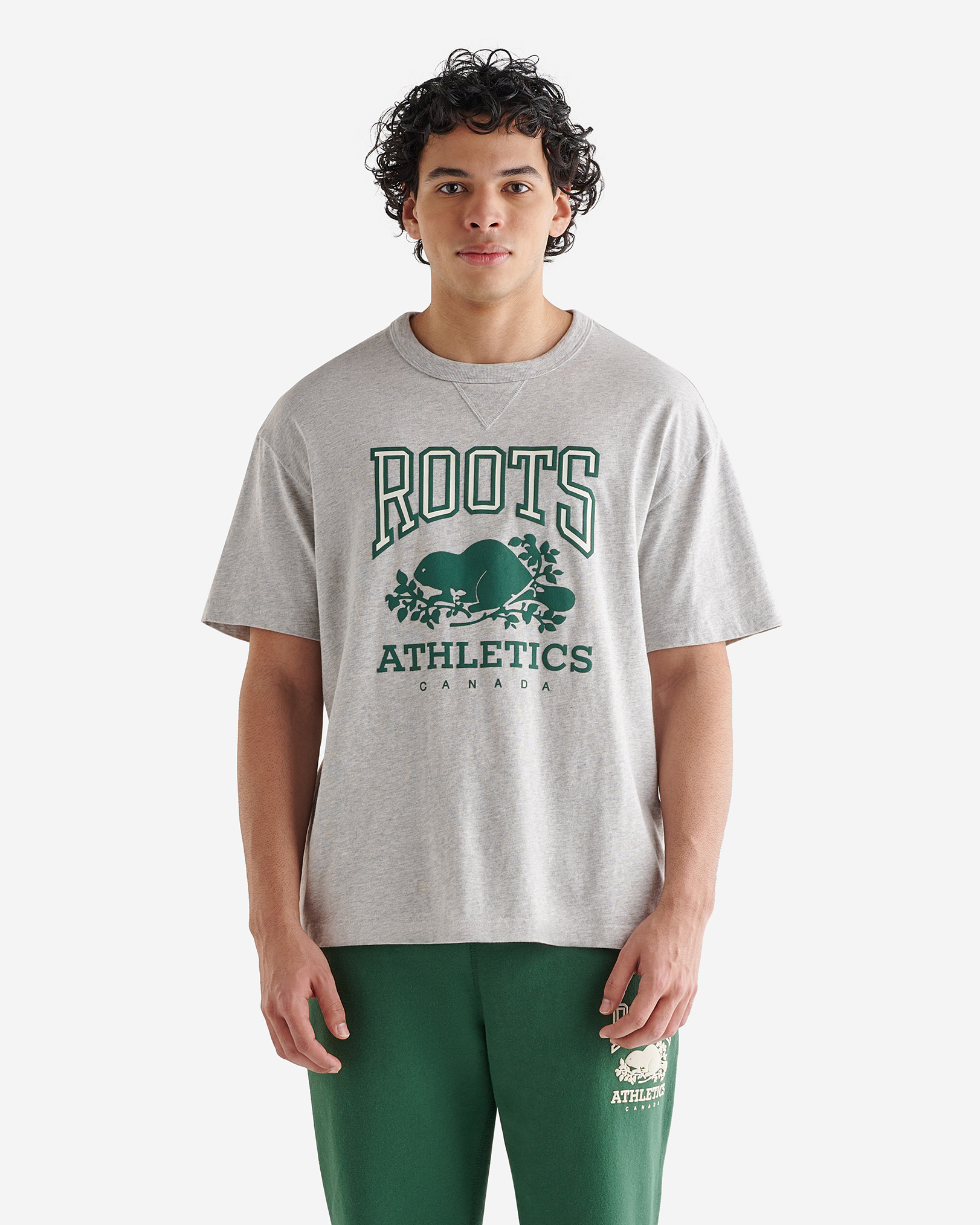 Roots Men's RBA T-Shirt in Athletic Grey Mix