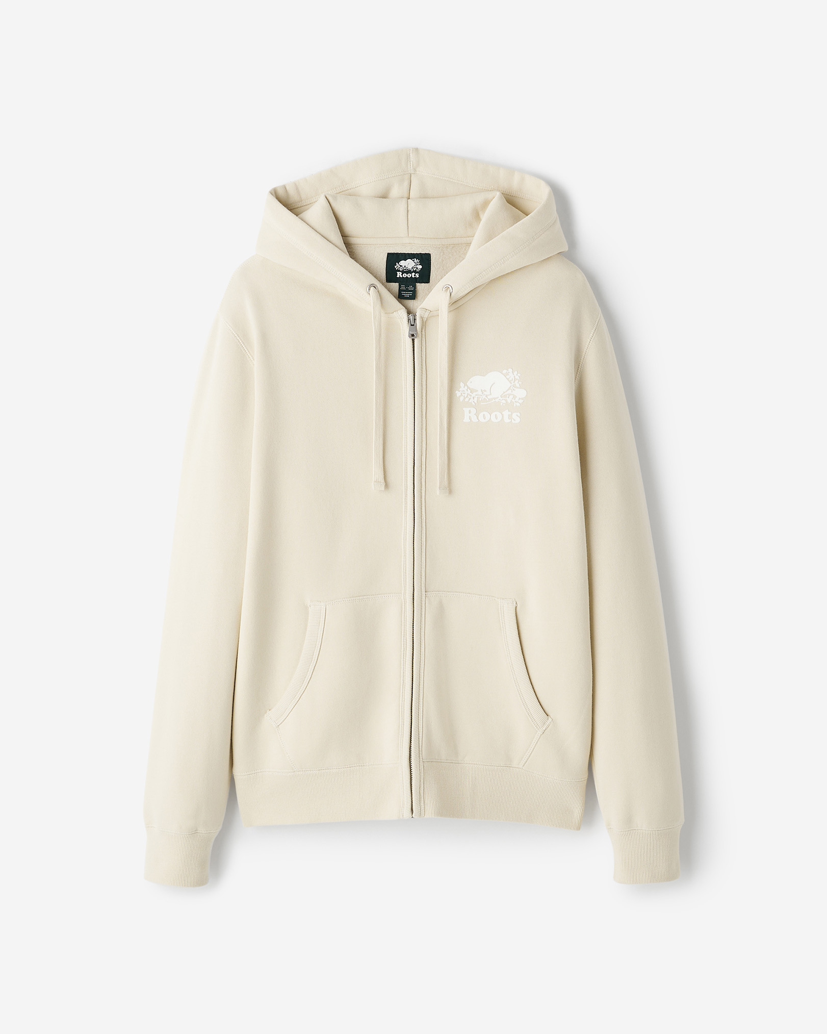 Roots Organic Original Full Zip Hoodie in Almond Milk