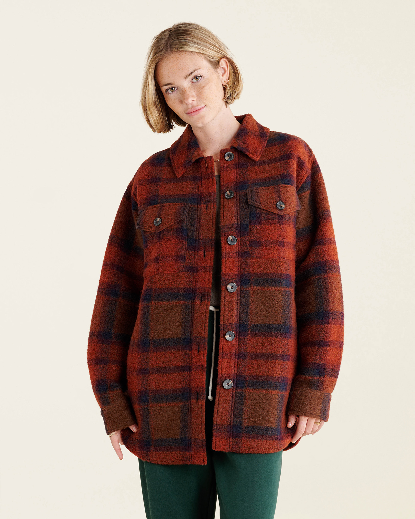 Roots Seymour Shacket Jacket in Seymour Rust Plaid