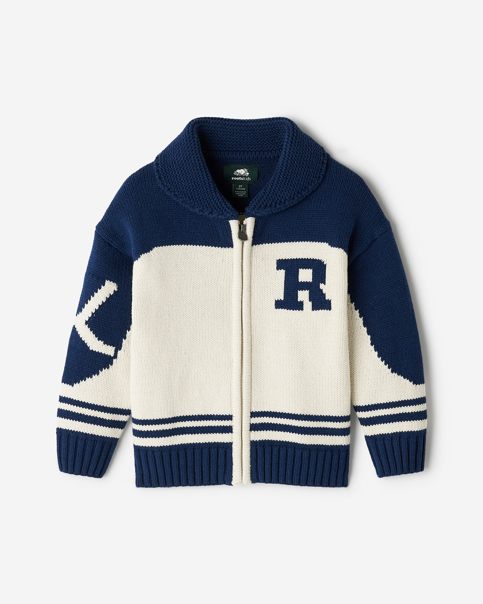 Roots Toddler Hockey Shawl Cardigan in True Navy Blue