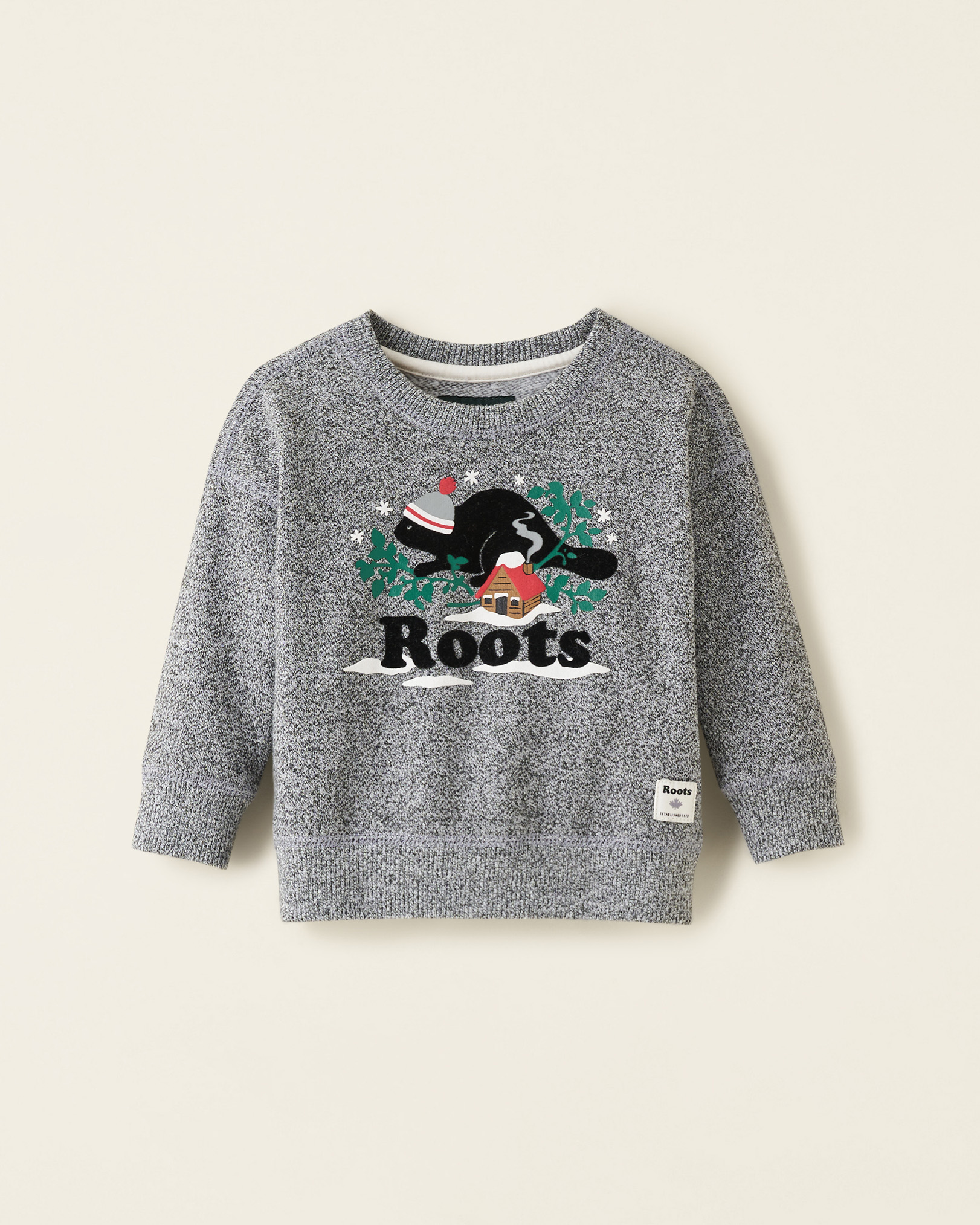 Roots Baby Winter Cooper Crew Sweatshirt in Salt/Pepper